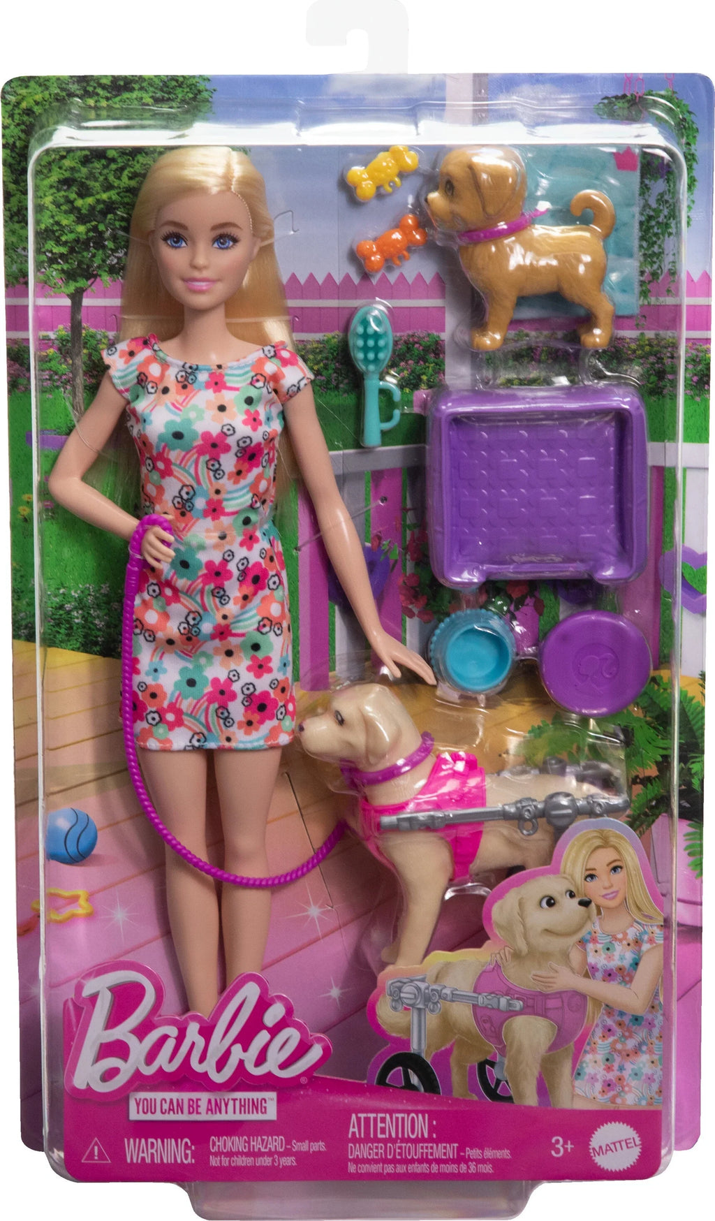 Multicolor Barbie Plus with a Pup Toy a Accessories, Playset and Pup Pet Doll Wheelchair, Dog in