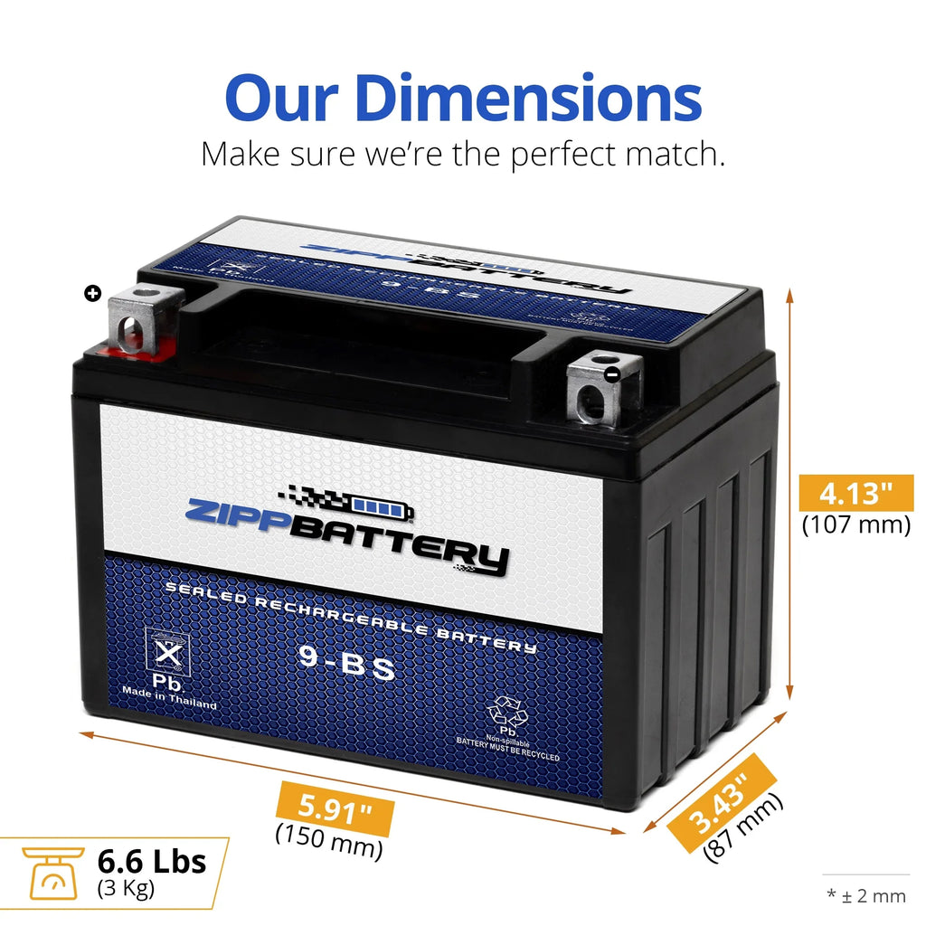 Battery Suzuki for Atv 2004 Zipp Ytx9-Bs Lt-Z250 250Cc Quadsport Battery