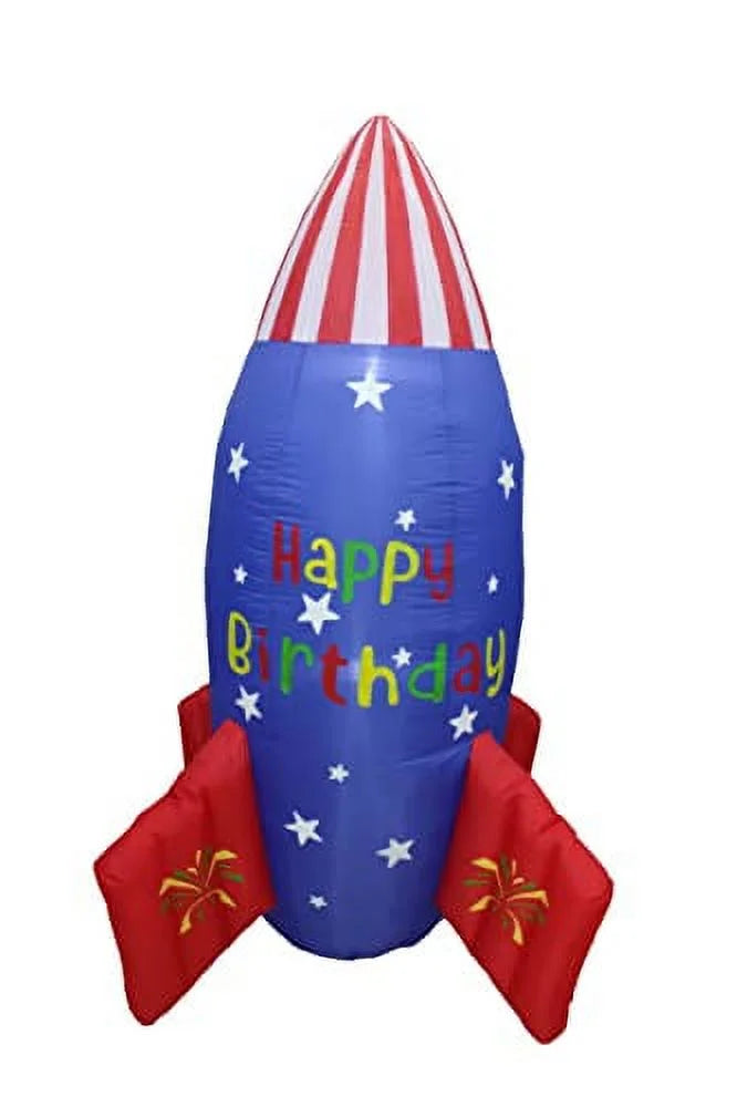 Party Inflatable Happy Stars Prop Design for Outdoor Garden Blossom Blowup Home Rocketship Lights Yard Flag Tall Indoor LED Birthday Decoration Inflatables Family USA Foot 6 Lighted Pre-Lit