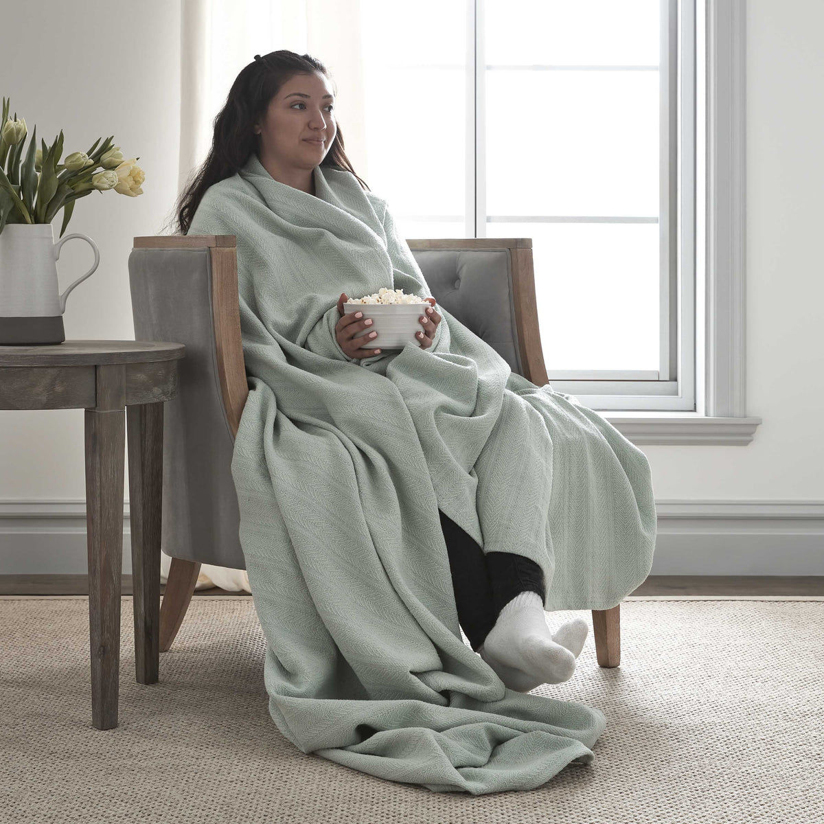 (90x90 Blanket Vellux - & Breathable, Cozy Quality Thermal Grey) Lightweight Size for Layering All 100% Queen Perfect Blanket Sofa Bed, Season Inch & Cotton Hotel Soft, Couch - Light Blanket -