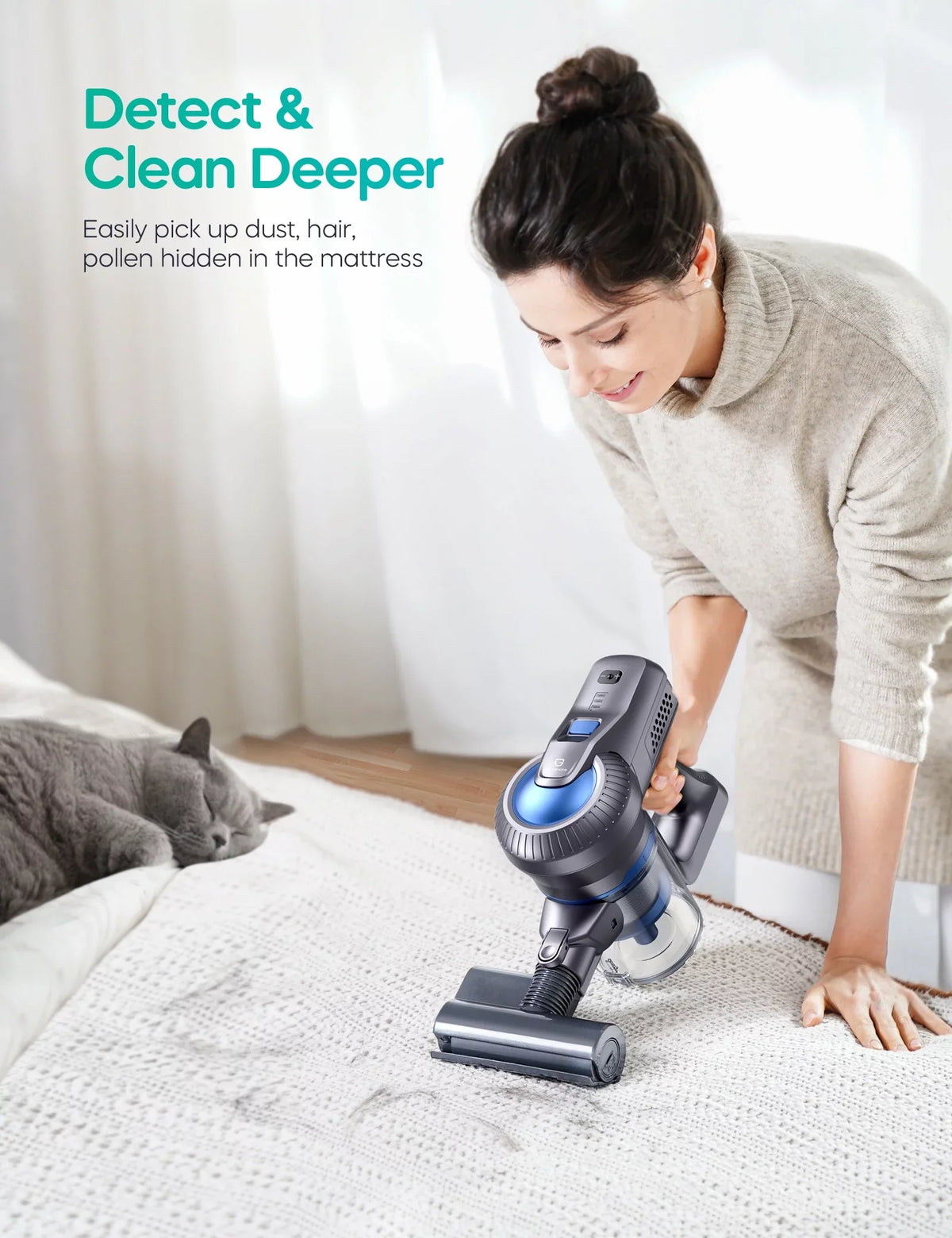 Powerful Suction, 1 Vacuum Lightweight in Runtime, 6 for Battery, with Floor/Carpet/Pet/Hair Cleaner, Long 35min 23000Pa Cordless Handheld Detachable Home/Car/Hard Vacuum