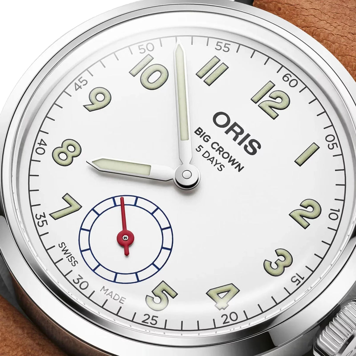 Steel Dial Crown Wings Beige 401 Edition Limited Big Watch Of Mens Strap Stainless Hope 7781 Automatic Leather Oris 4081-Set White