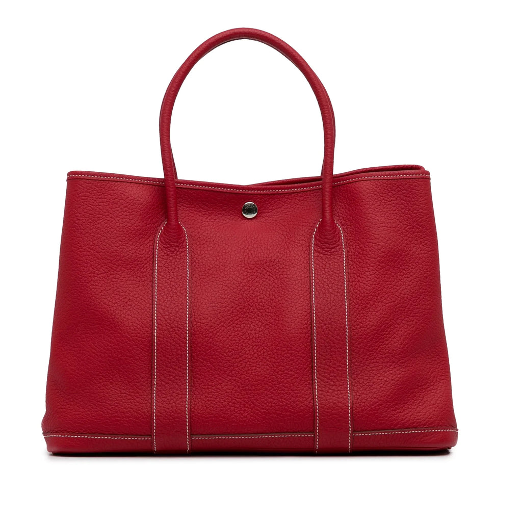 Leather Negonda Unisex Authenticated Garden Hermès Party Red (Good) Calf Pre-Owned Bag 36 Tote