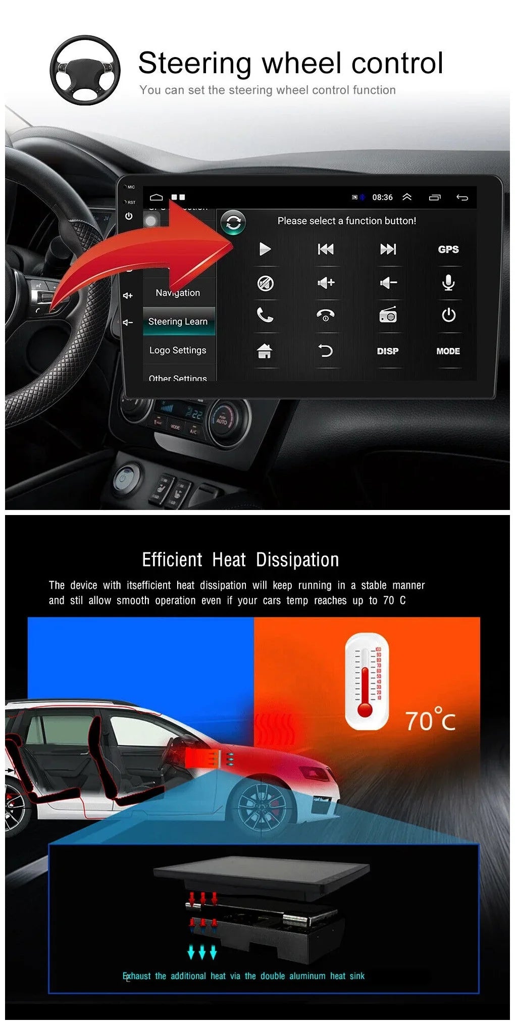 AHD 2+32GB USB FM/RDS Radio Auto GPS Stereo Screen WiFi Android Backup Navigation Receiver Carplay IPS Car Din Android 9" Wireless Double 1280*720 Camera Bluetooth