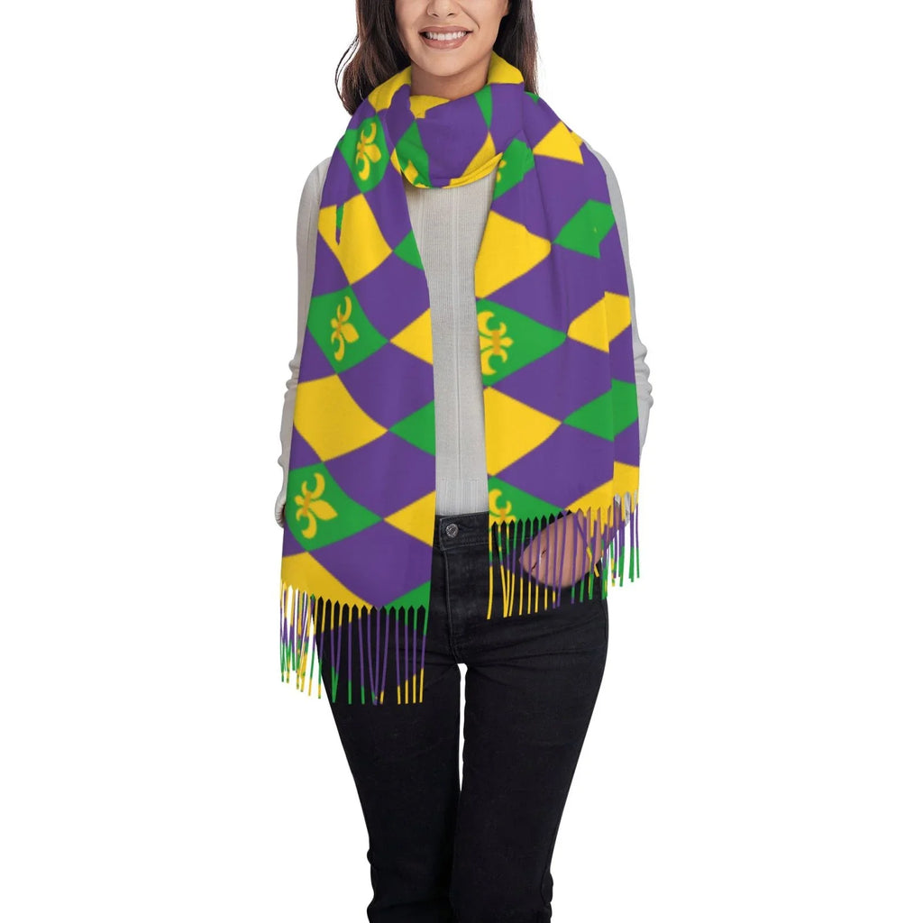 Mardi Large Print Wrap For Soft Gifts- Elegant Scarves Art Bingfone Winter Warm Women Gras Feel Cashmere Scarf Shawl