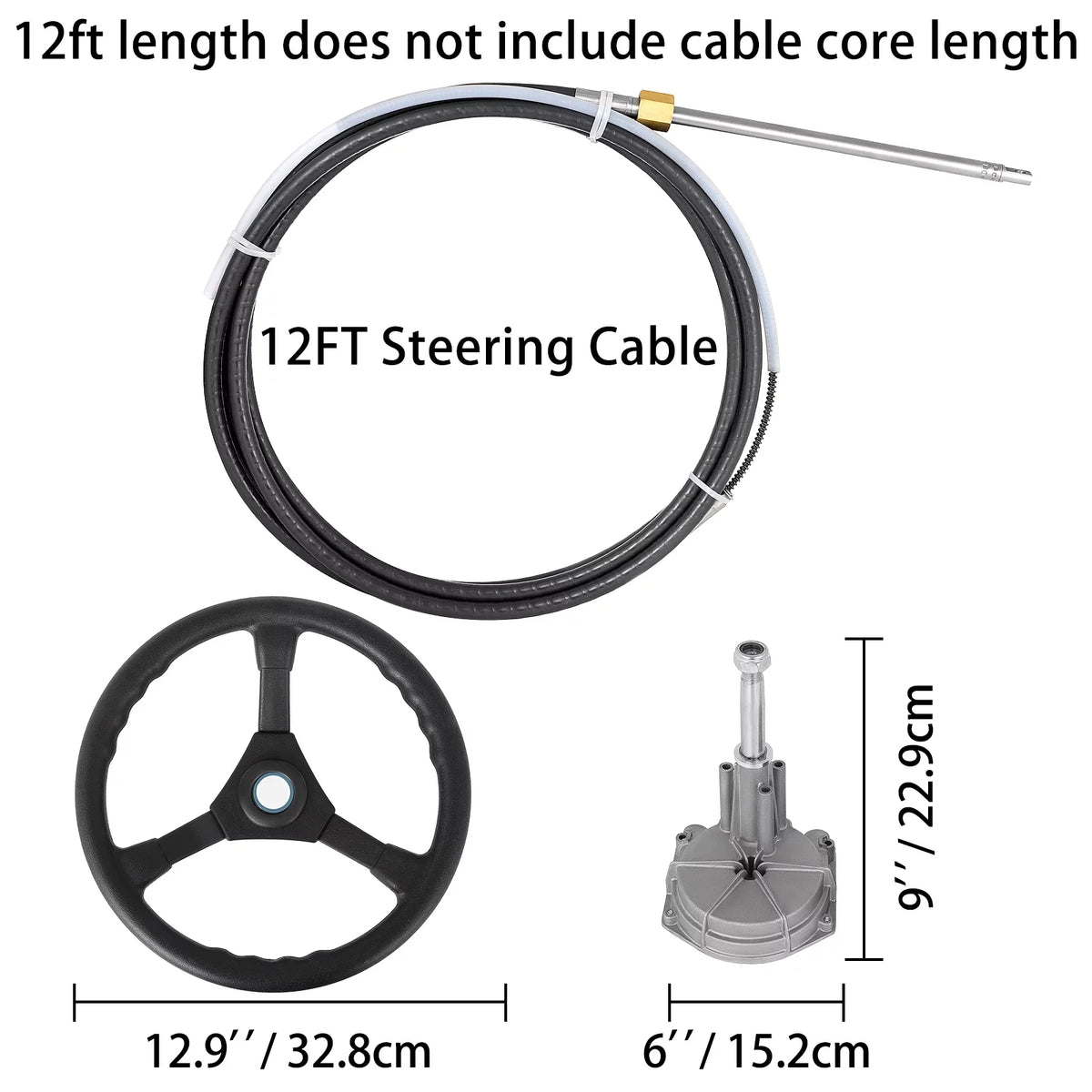 Outboard Cable 13 VEVORbrand 12 Accessories Ft. with Mechanical In. Rotary Steering 12 Boat Boat Wheel, Ft.