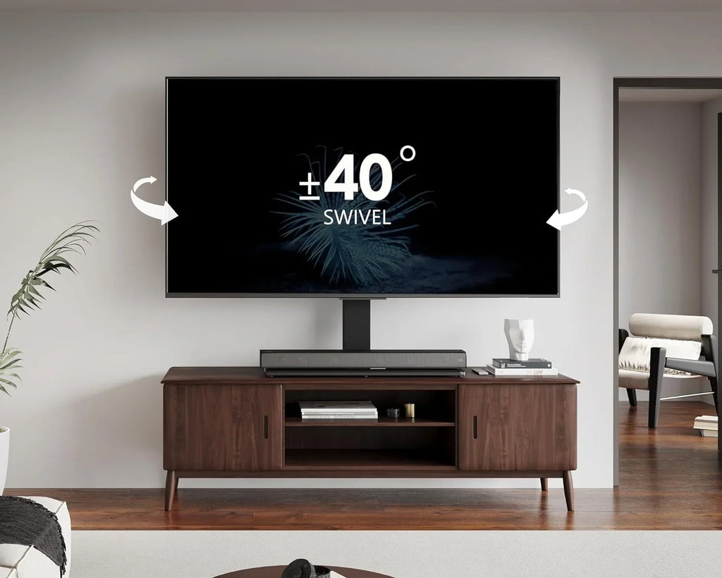 up with 50 Base TV Adjustable Universal Flat Tabletop Swivel Height 143 Stand Degree 100 TV 4 85 Tempered Mount Level TV inch for Holds Stand/Base Swivel Glass to to lb Screen HBBOOMLIFE