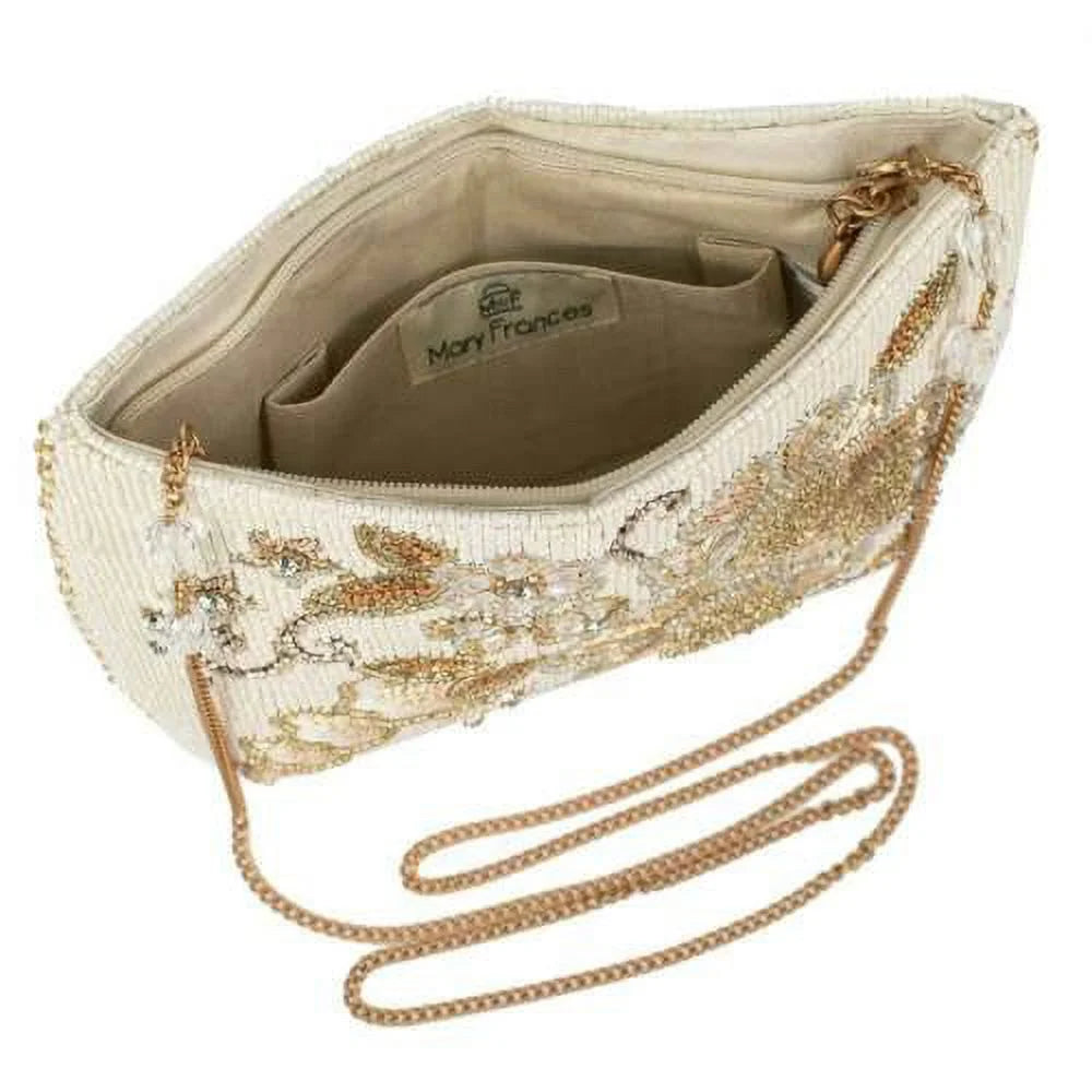 Bridal Crossbody Bride Clutch Mary Frances White Radiance Handbag Bag Beaded NEW