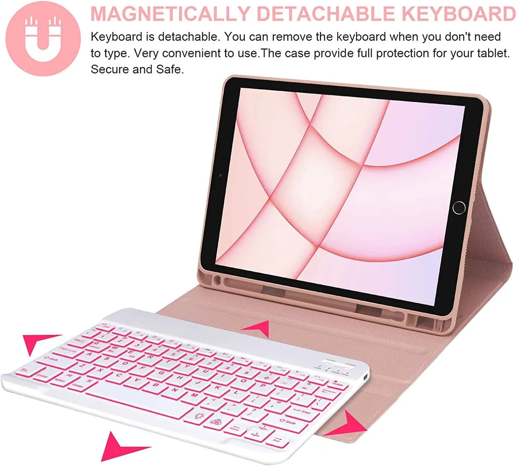 Keyboard Air Apple Kvago Built-in Holder Pencil for Bluetooth Case iPad Keyboard Pink 2022 iPad 5th Gen