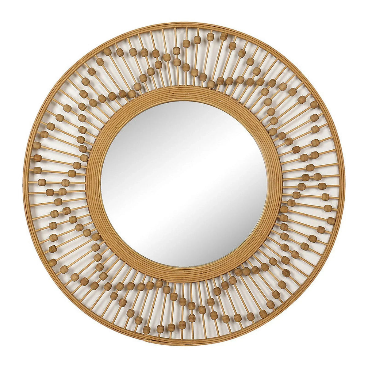Sahara Bamboo Sunbeam Frame Mirror Wide Wall Round