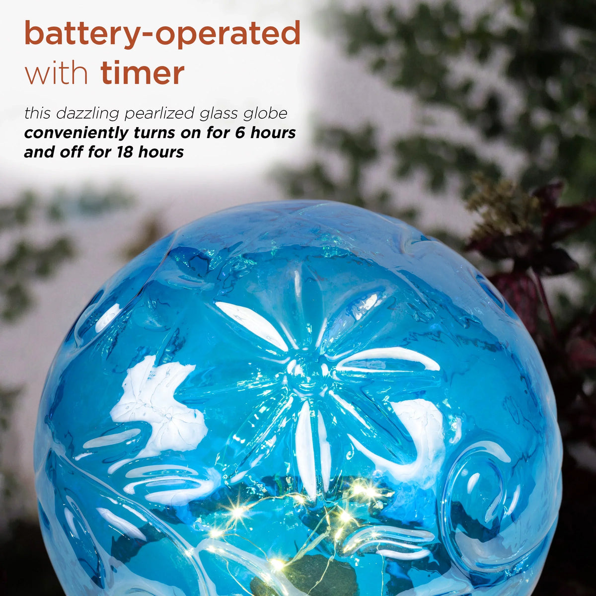 Gazing 10" W Glass L Blue H Corporation Embossed x Alpine 10" 13" Light-up x Globe,