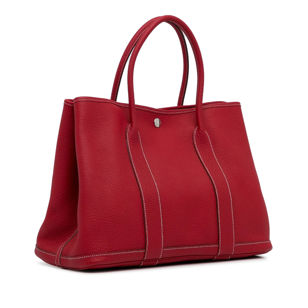 Leather Negonda Unisex Authenticated Garden Hermès Party Red (Good) Calf Pre-Owned Bag 36 Tote