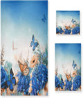 and Washcloth, Soft Hand Towel+1 Flowers Bath Gym, of 1 Hotel, 3 Towels, Butterfly Kitchen Beautiful Luxury Spa Towel+1 for Multipurpose Bathroom, Wellsay Decorative Set Shrubs
