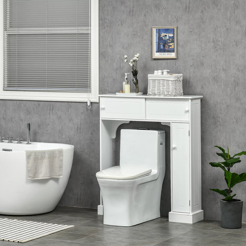 Shelves, Over Storage Toilet Toilet Rack, Organizer Freestanding White kleankin Adjustable Bathroom with the Cabinet, Bathroom