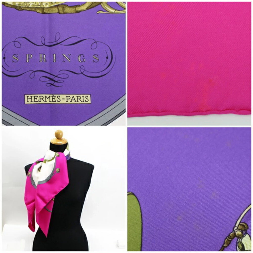 | Pre-Owned Scarf (Good) Pink For Carre Ladies Springs Hermes 90 "SPRINGS" HERMES