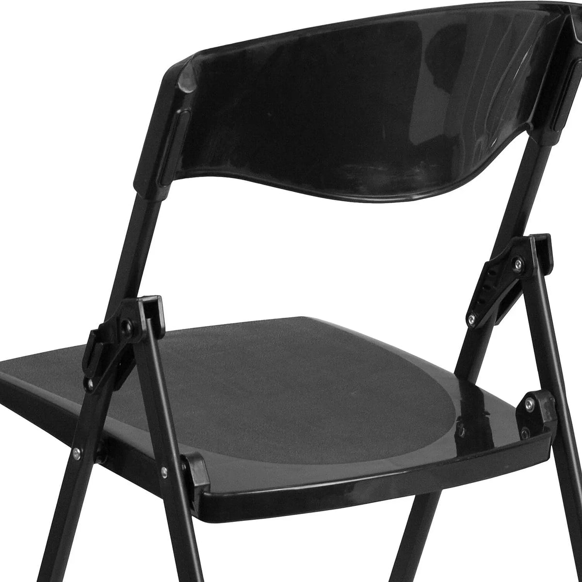 HERCULES Duty Series Pack Lb. 500 Ganging Folding Heavy Plastic With Black Chair Built-In Brackets Capacity 6