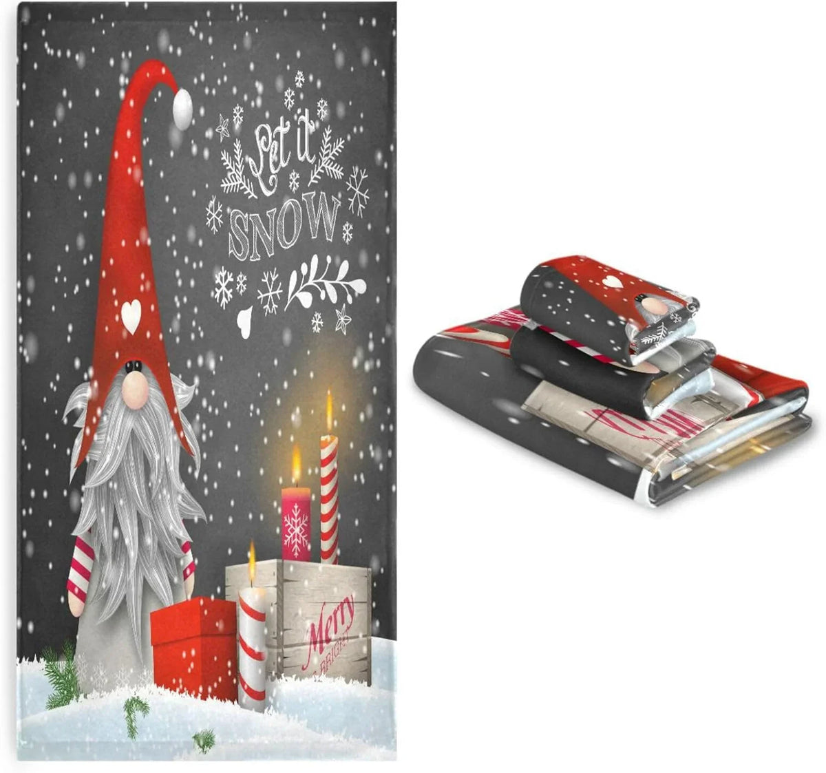 Absorbent of Hand Towel and Washcloth Soft Gnome Bath Towels 3, Set Spa Christmas Gym Towel, with Wellsay Bathroom Towel Hotel for Highly