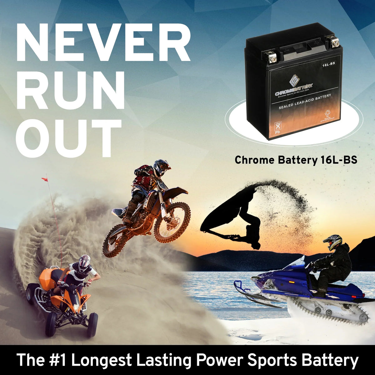 Battery YTX16L-BS for Ski 1995 550cc CCA) Kawasaki (16L-BS Jet Battery Chrome Ah, Sx Js550 Volt,14 12 230