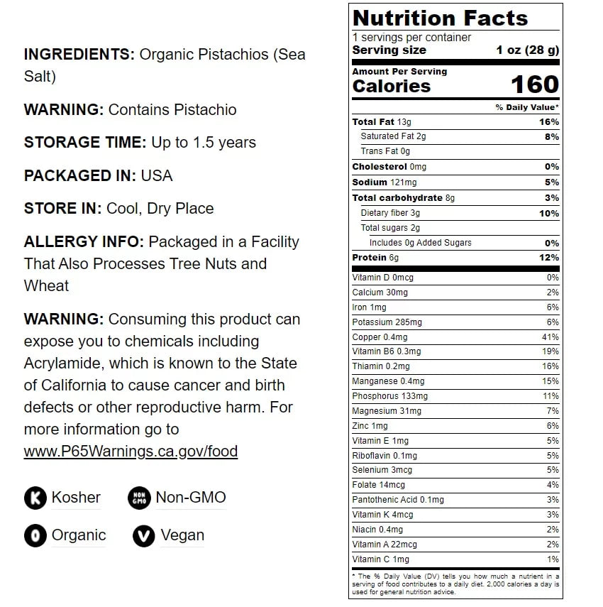 Shell, Live Pistachios Roasted to California Bulk) (2 Pounds) and Food (In Organic Salted, Non-GMO,