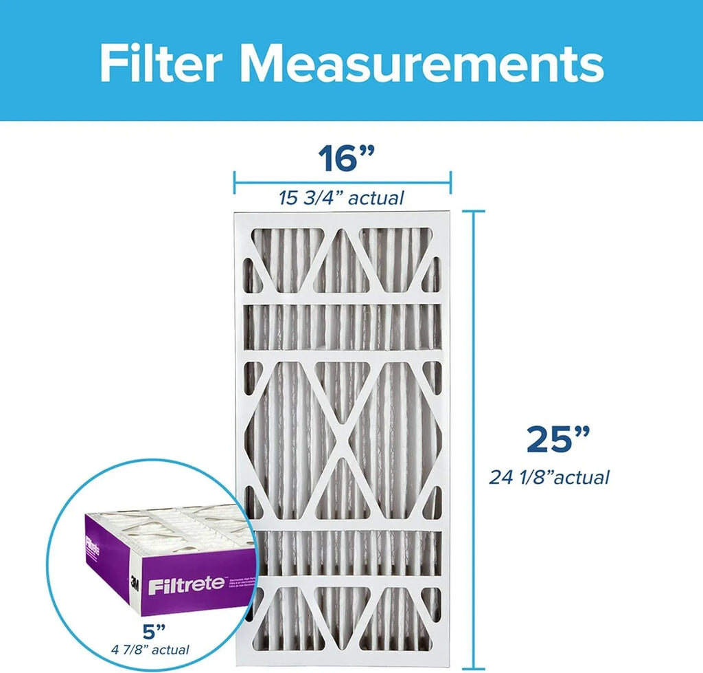 x x Pleat, 16x25x5, Filtrete Ultra Healthy MPR 1550 Filter, Furnace Allergen 1-Pack dimensions 15.75 24.13 Air Living AC actual DP, Deep 4.88