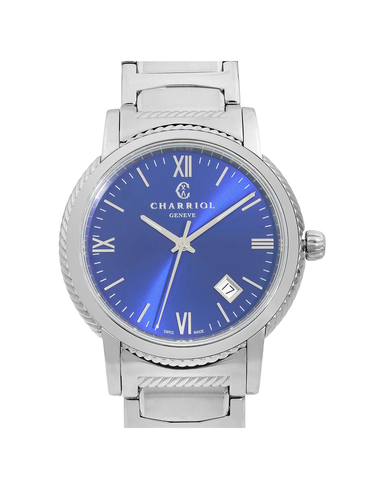 Mens Charriol Quartz 40mm Parisii Dial Stainless Steel Blue P40S2.930.002 Watch