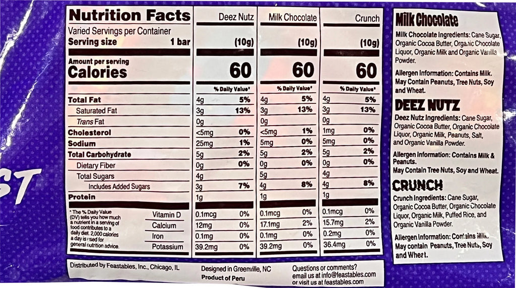 50 Mini Chocolate Beast Bars Of Feastables Bag Mr.