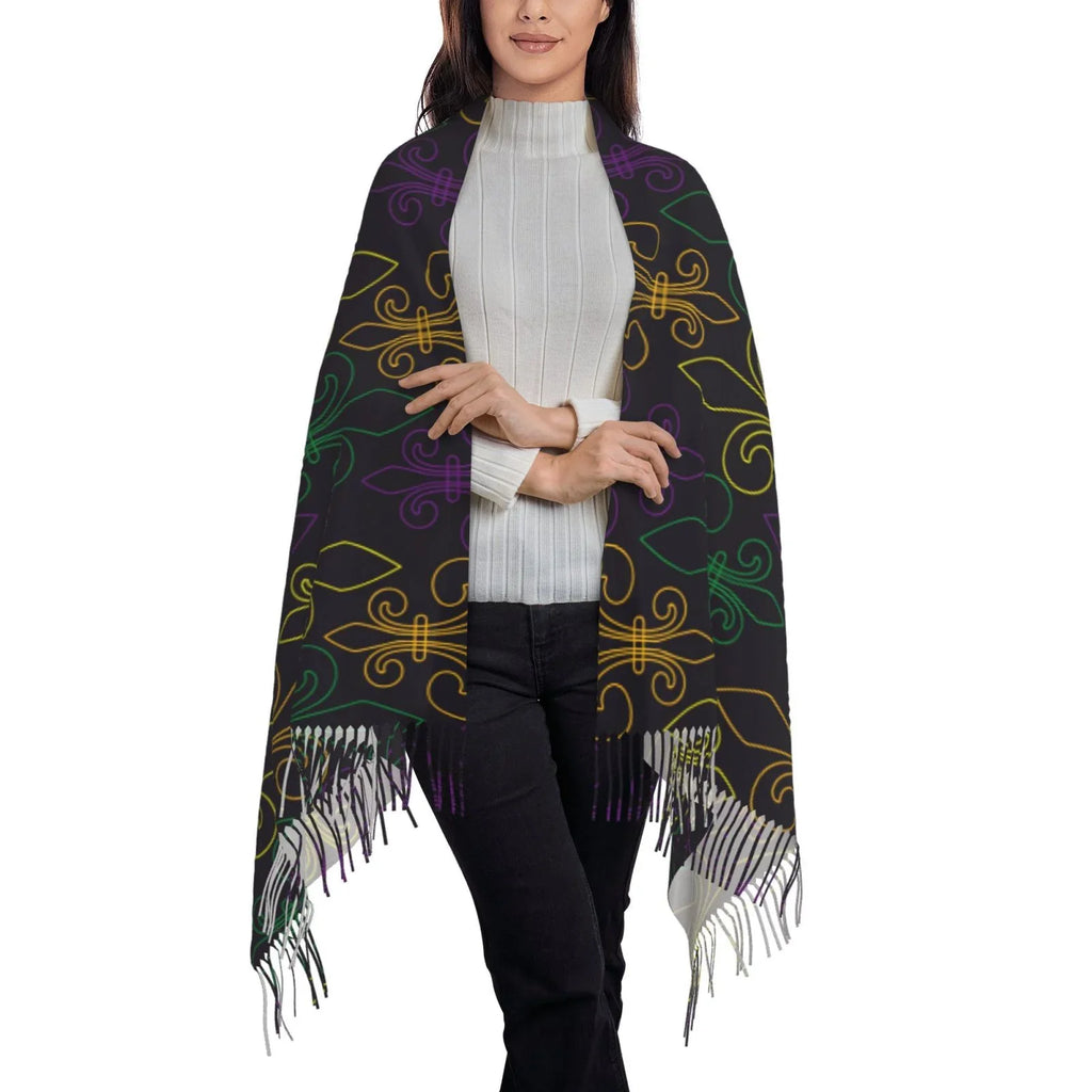 Feel Large Print Soft Cashmere Gras Women Bingfone Scarves Scarf Elegant Winter Mardi Shawl Warm Carnival Wrap For Art Gifts-