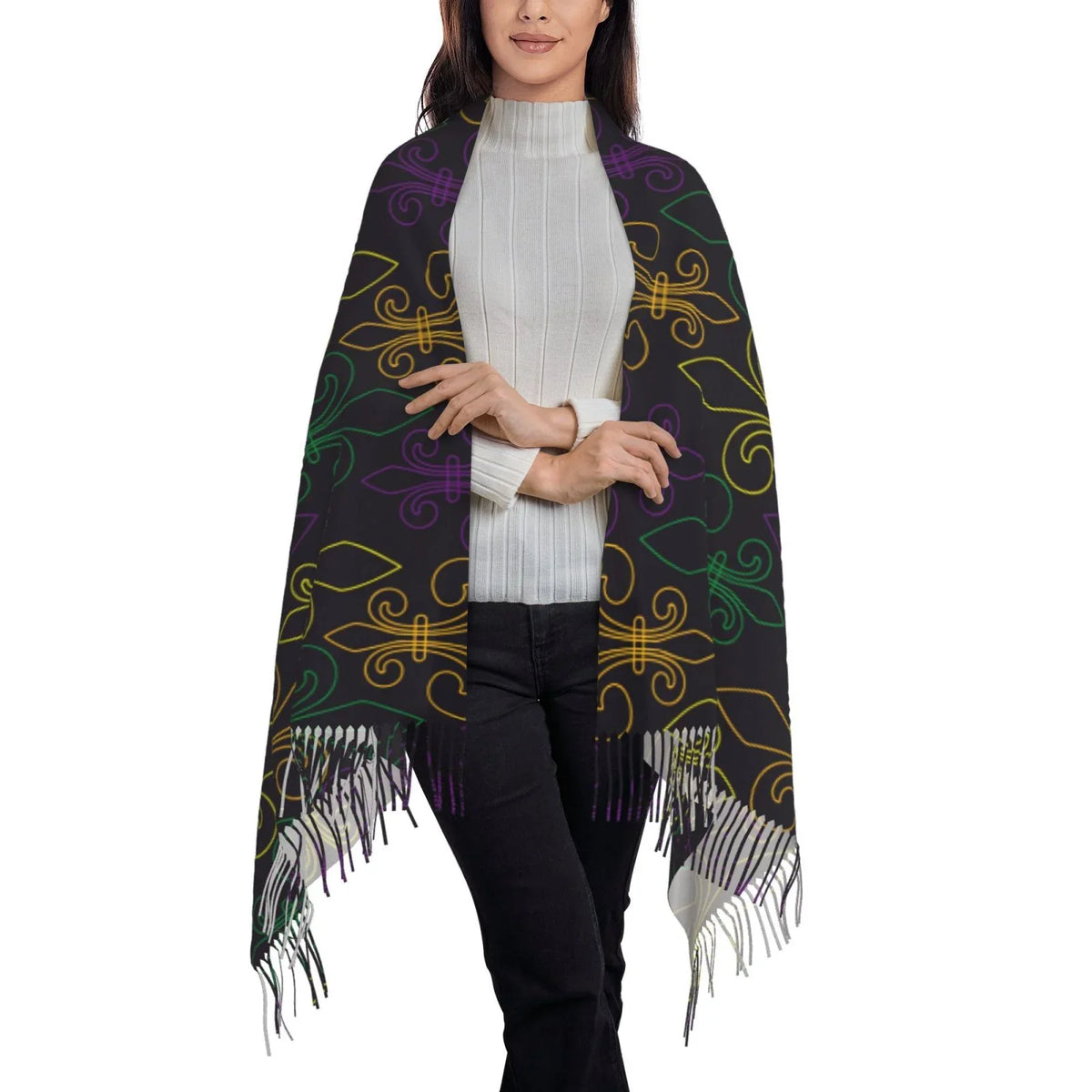 Feel Large Print Soft Cashmere Gras Women Bingfone Scarves Scarf Elegant Winter Mardi Shawl Warm Carnival Wrap For Art Gifts-