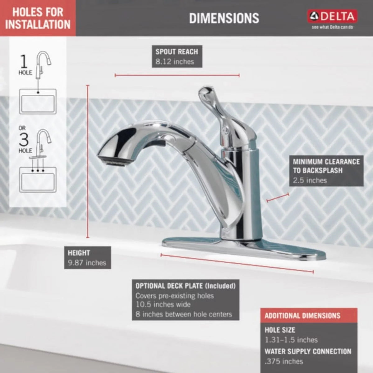 Chrome Kitchen One Pull Grant Delta Handle Out Faucet
