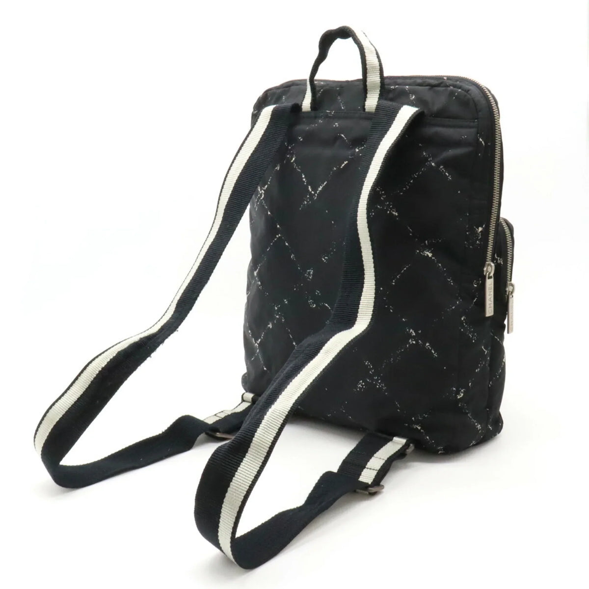 Rucksack Travel Line Jacquard Old CHANEL Nylon Chanel Backpack Black (Good) Pre-Owned Daypack
