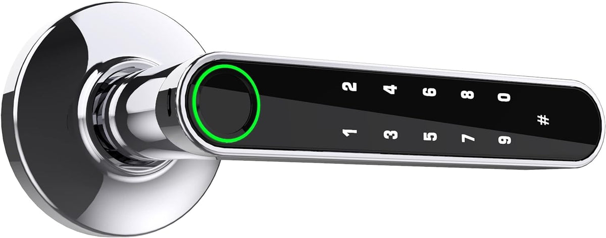 New Tuya Suited Keypads Smart Handle Install and Easy GOURE, Home [2024 Password, with Airbnb, App Fingerprint Door Door to Upgrade] Lock by Keys, Ideally Office, for Backup