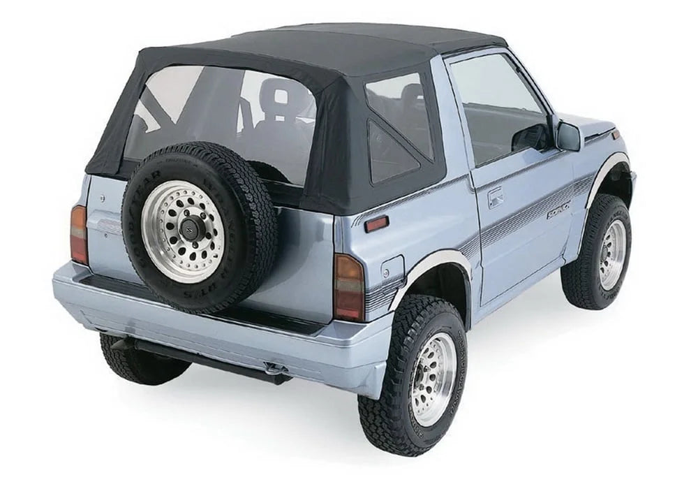 Black Suzuki Samurai, by W/Tinted Rampage RealTruck Soft Windows Replacement Factory 1986-1994 For 98635 Diamond Top
