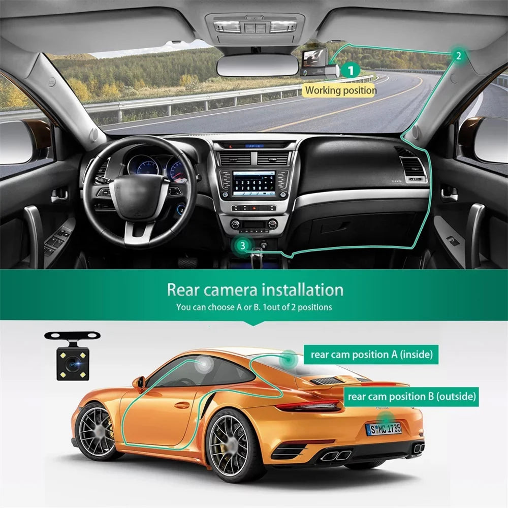 Cameras Gecheer Rearview Cam Driving Mirror Car Dash Recorder 3 Clear Recording Safety Recorder Video Car Auto 4in Car