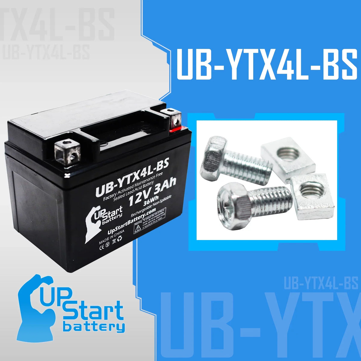 UB-YTX4L-BS Bombardier Maintenance 3Ah, 90CC 2-Pack Activated, Quest Factory - DS90, (Can-Am) 2008 Replacement Free, 12V, ATV DS90F, Battery