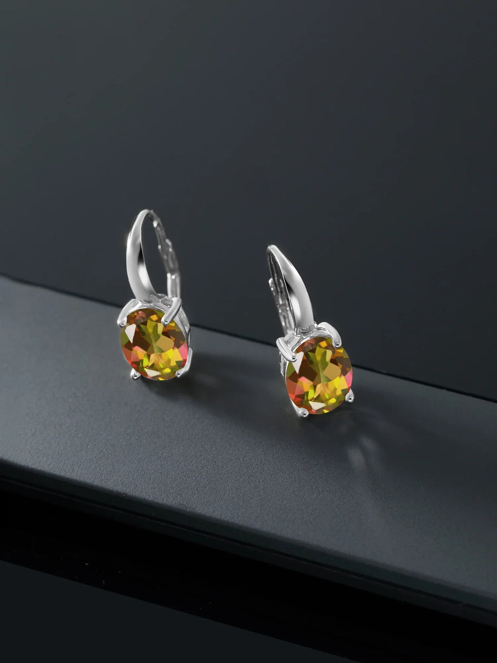 Ct Stone Mystic Gem Sterling King 925 Mango Oval Earrings Silver 9.00 Topaz