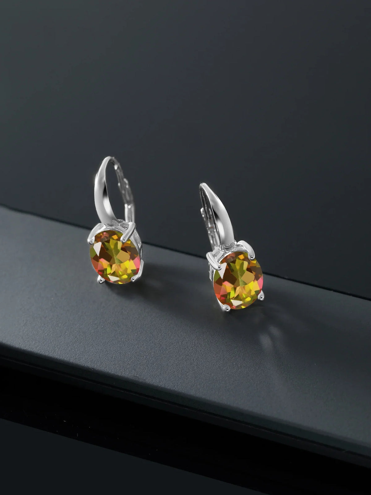 Ct Stone Mystic Gem Sterling King 925 Mango Oval Earrings Silver 9.00 Topaz