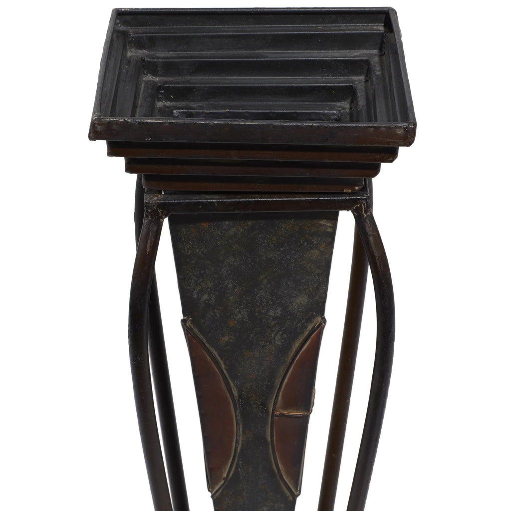 (2 DecMode Outdoor 28"H Indoor Count) Stand Planter Metal Scroll with Brown 30",