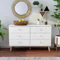 Knobs Dresser 6-Drawer Wide 47-inch DH by Modern with Denhour BASIC White Mid-Century