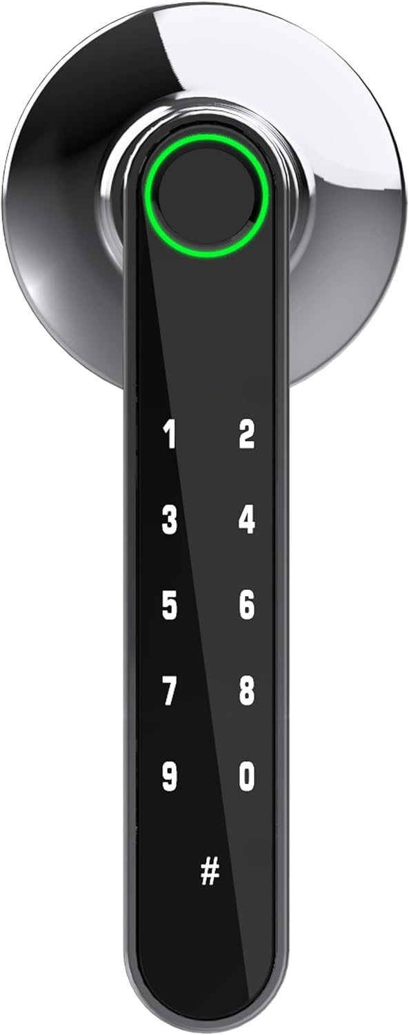 New Tuya Suited Keypads Smart Handle Install and Easy GOURE, Home [2024 Password, with Airbnb, App Fingerprint Door Door to Upgrade] Lock by Keys, Ideally Office, for Backup