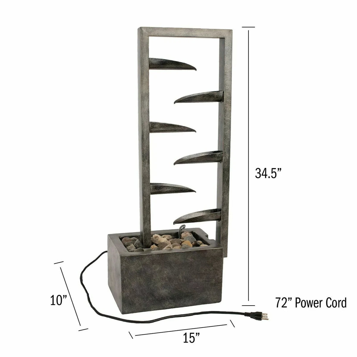 Waterfall 34 Concrete Outdoor Zen Inch Fountain Oasis Backyard Metal