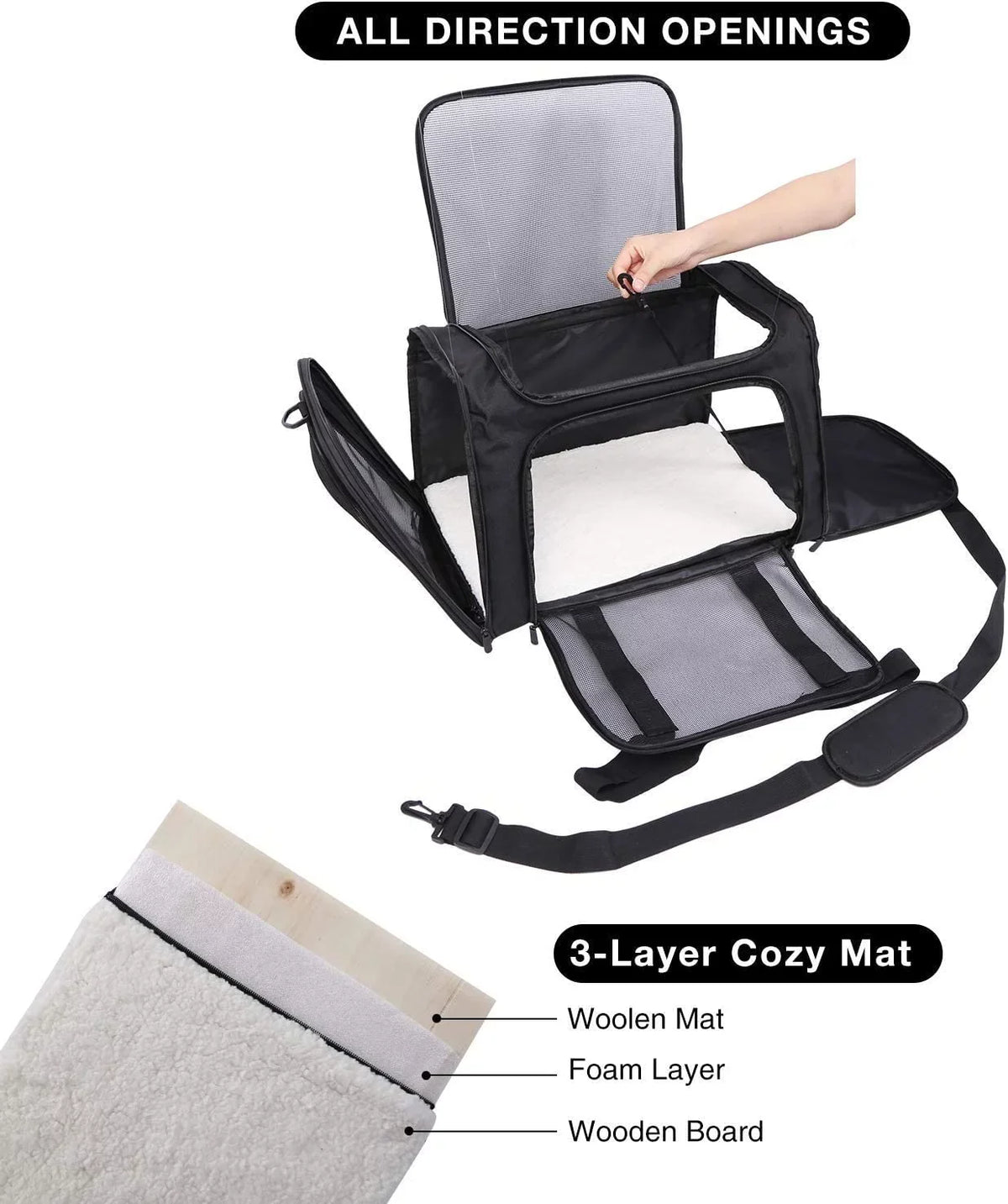 Pet or 2 Small 25 Traveling, Car for Cat Carrier Lineslife Medium Cats lbs, Medium for Black Large Puppy Bag Dog Cats Collapsible Dogs Bag Carrier