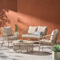with Montserrat Brown Outdoor Wicker Seater 4 Cushions, Light and Set Beige Chat