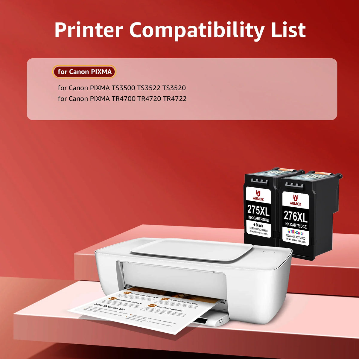 TR4720 PIXMA for 276 TS3500 275XL TR4722 CL-276 Black, TS3520 276XL Compatible Ink Printer(1 TS3522 XL Canon Replacement 1 TR4700 Cartridge Combo Color) 275 Canon PG-275 with