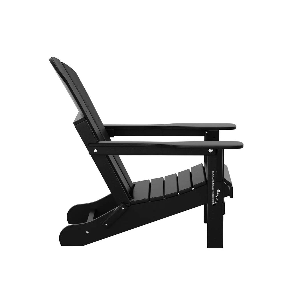4), Black PLATINUM Folding Outdoor of Patio Classic EXTRA Adirondack (Set Poly Chairs