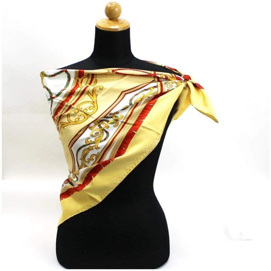 Pre-Owned muffler scarf yellow ladies silk CELINE Celine (Good)