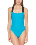 Cross-Back DKNY US Swimsuit, Logo TROPICAL One-Piece Large
