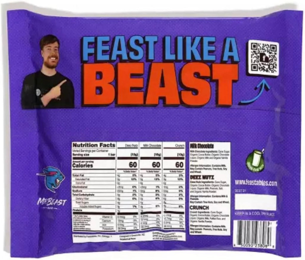 50 Mini Chocolate Beast Bars Of Feastables Bag Mr.
