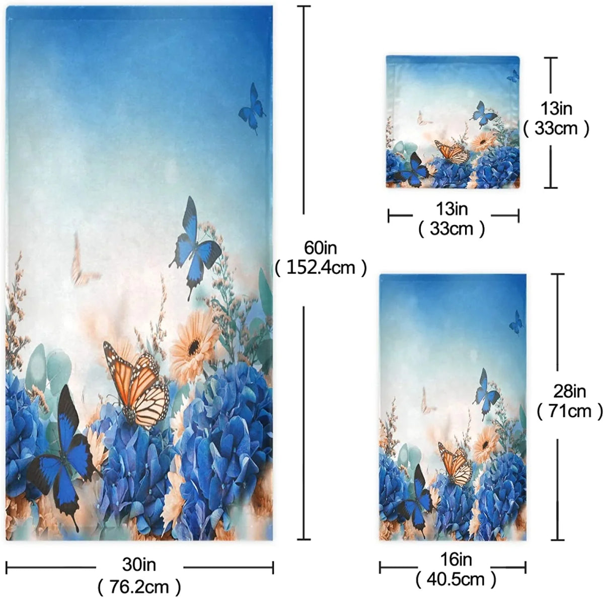 and Washcloth, Soft Hand Towel+1 Flowers Bath Gym, of 1 Hotel, 3 Towels, Butterfly Kitchen Beautiful Luxury Spa Towel+1 for Multipurpose Bathroom, Wellsay Decorative Set Shrubs