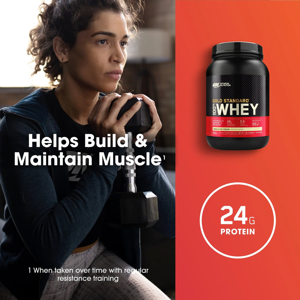 Protein Nutrition, Cream, 2 Vanilla lb, Optimum Powder, Ice 29 Standard Whey 100% Gold Servings