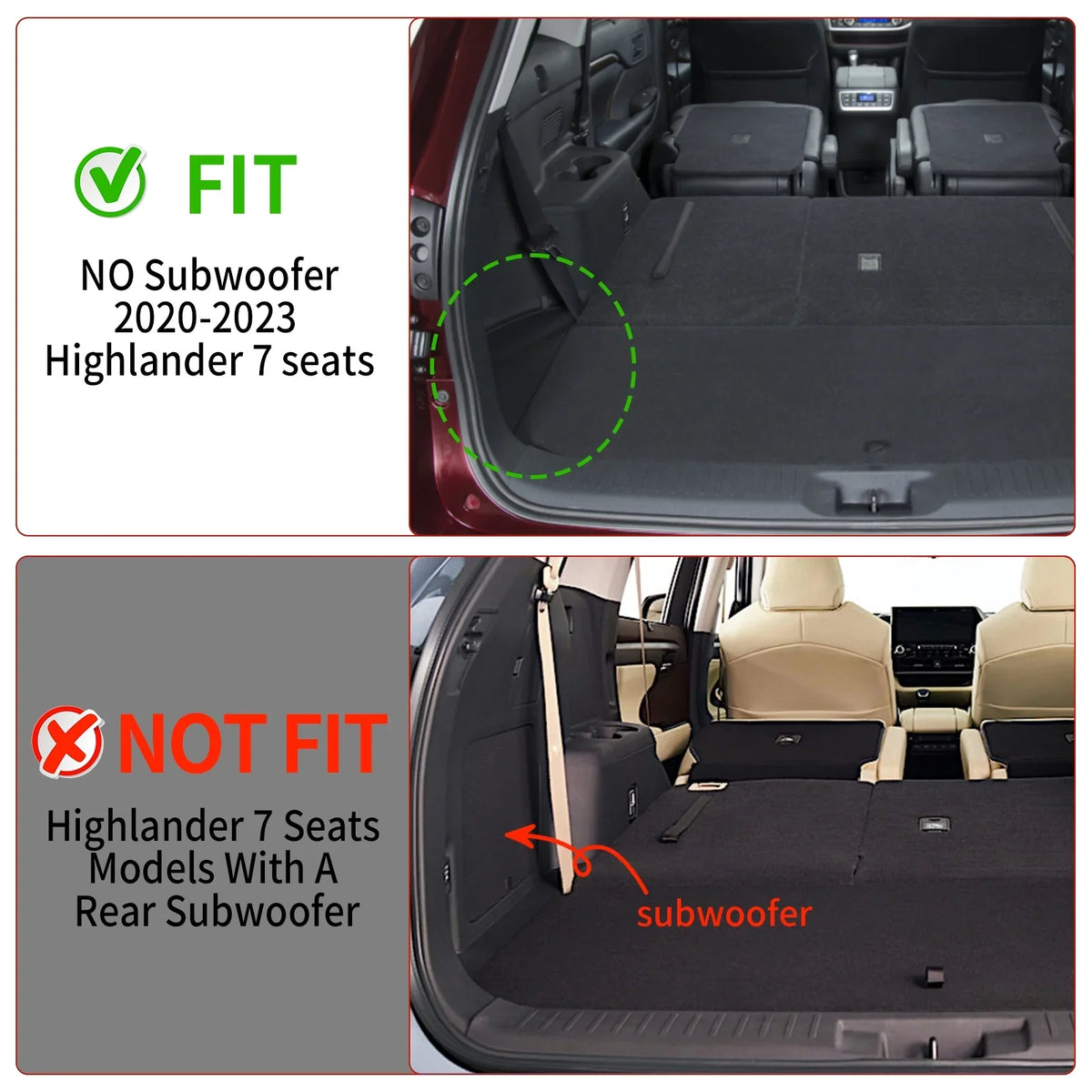 Trunk 2023 Toyota Accessories Mats Highlander Backrest with Cargo Fit Highlander Mat Mat 2020-2024